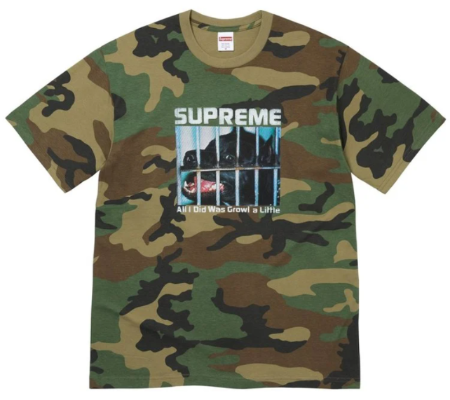 Camiseta Supreme FW26 "Growl" Camuflado