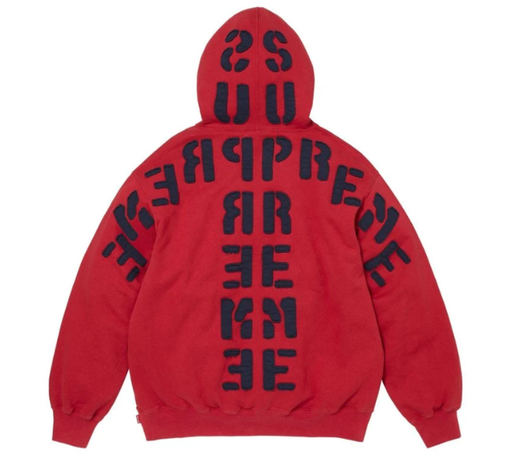 Moletom Supreme FW26 "Mirrored Appliqué" Vermelho