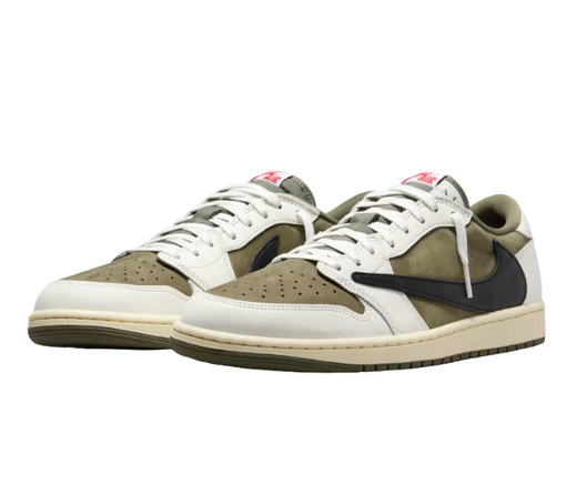Tênis Nike Air Jordan 1 Low x Travis Scott "Medium Olive" Verde/Branco