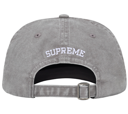 Boné Supreme FW26 "Washed Canvas S Logo 6-Panel" Cinza