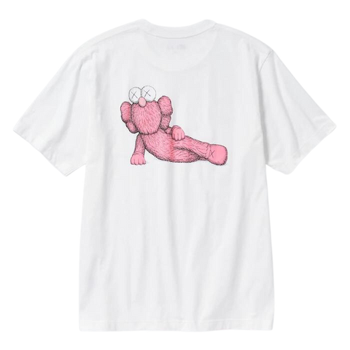 Camiseta Uniqlo x Kaws "Ut Graphic Pink/White" Branco