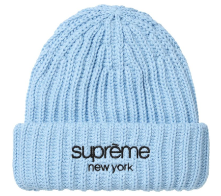 Touca Supreme FW26 "Classic Logo Chunky Ribbed" Azul