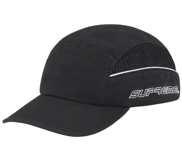 Boné Supreme SS26 "Side Mesh Piping" Preto
