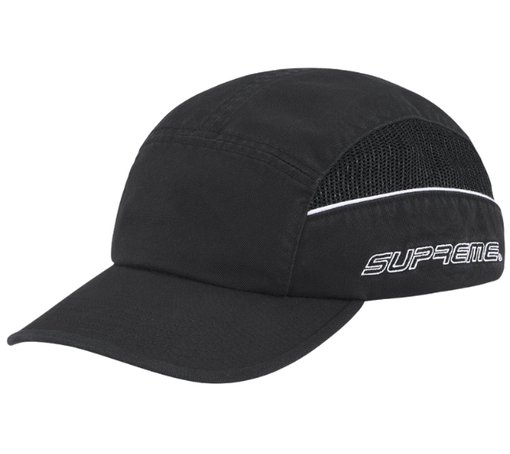 Boné Supreme SS26 "Side Mesh Piping" Preto