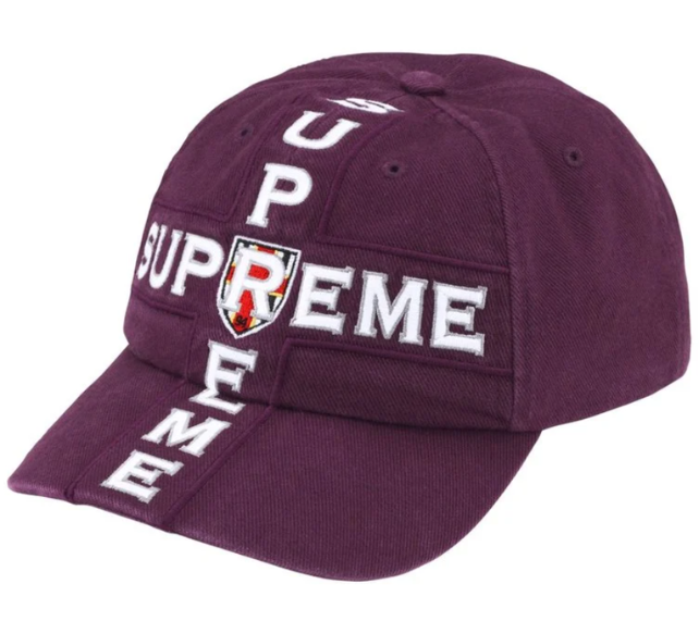 Boné Supreme FW26 "Cross 6-Panel" Roxo
