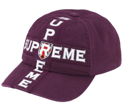 Boné Supreme FW26 "Cross 6-Panel" Roxo