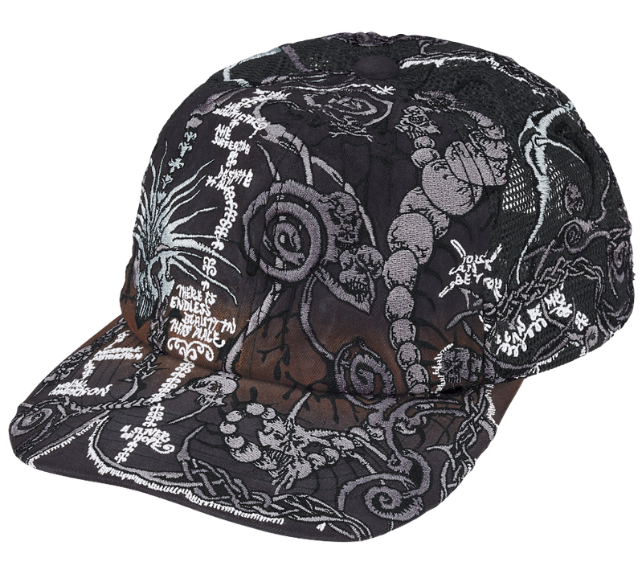 Boné Supreme SS26 "Wombat Embroidered Mesh Back" Preto