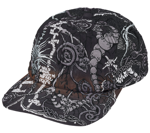 Boné Supreme SS26 "Wombat Embroidered Mesh Back" Preto
