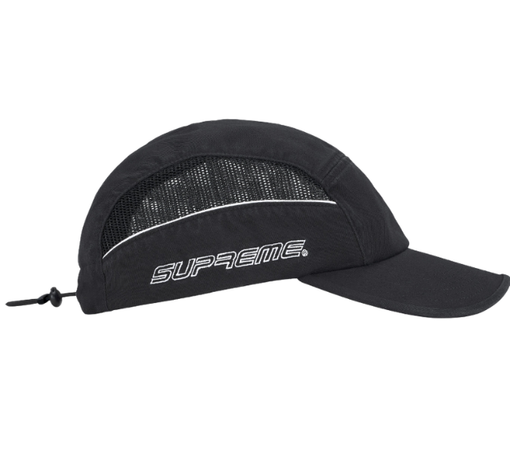 Boné Supreme SS26 "Side Mesh Piping" Preto