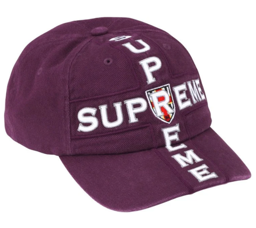 Boné Supreme FW26 "Cross 6-Panel" Roxo