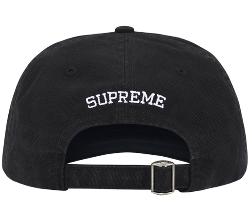 Boné Supreme FW26 "Washed Canvas S Logo 6-Panel" Preto