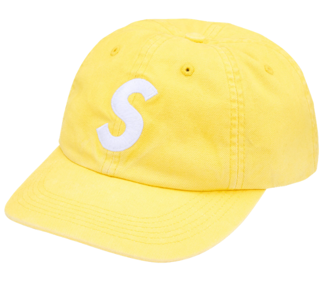 Boné Supreme FW26 "Washed Canvas S Logo 6-Panel" Amarelo