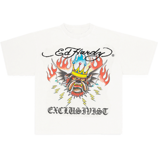 Camiseta Exclusiviist 1of1 x Ed Hardy "4 Da Big Dawgs Only" Off White