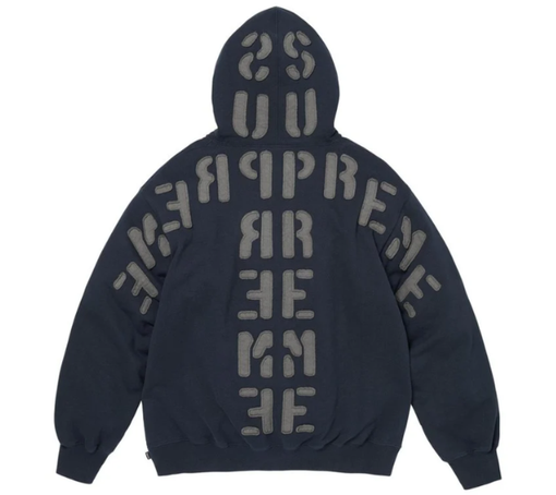 Moletom Supreme FW26 "Mirrored Appliqué" Azul Marinho