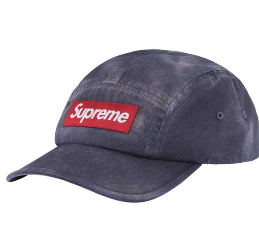 Boné Supreme SS26 "Overdyed Camp Cap" Azul Marinho