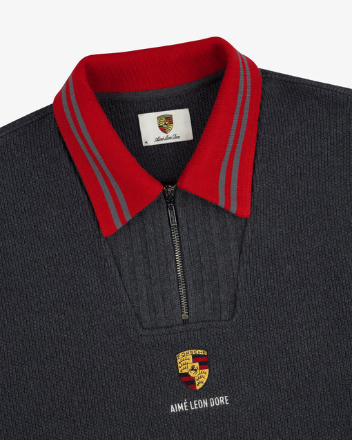 Suéter Aimé Leon Dore x Porsche Collar Quarter Zip Pullover "Charcoal" Preto/Chumbo