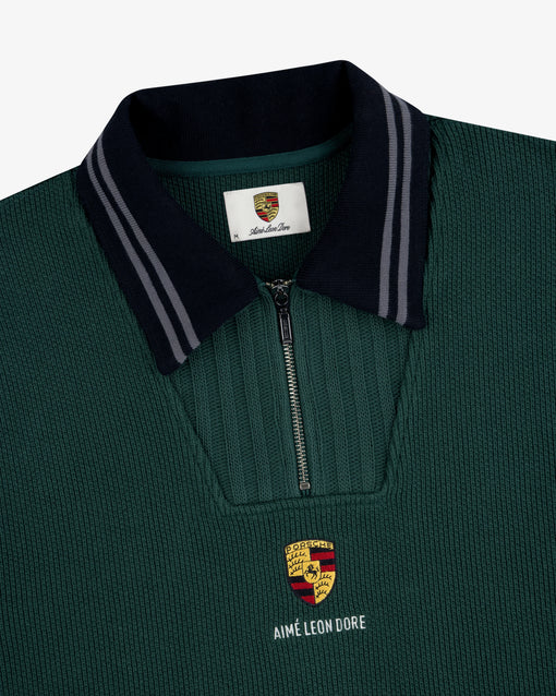 Suéter Aimé Leon Dore x Porsche Collar Quarter Zip Pullover "Pine Grove" Verde