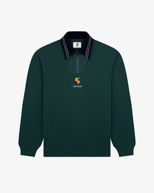 Suéter Aimé Leon Dore x Porsche Collar Quarter Zip Pullover "Pine Grove" Verde
