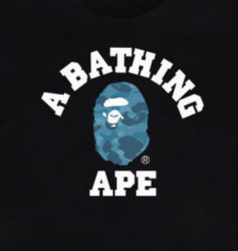 Camiseta Bape "Honeycomb Camo College" Preto/Azul