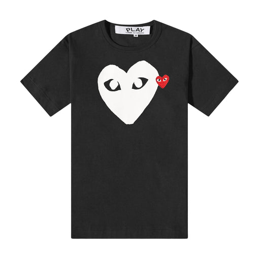Camiseta Comme des Garçons "Double Heart White/Red" Preto