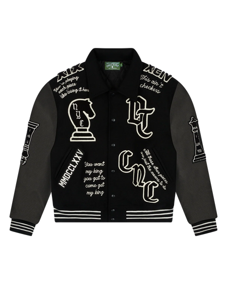 Jaqueta Denim Tears Grandmaster Carsity Jacket Black Preto