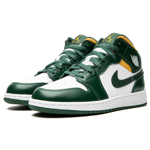 Tênis Nike Air Jordan 1 Mid GS "Sonics 2021" Verde/Amarelo