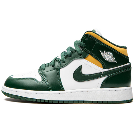 Tênis Nike Air Jordan 1 Mid GS "Sonics 2021" Verde/Amarelo