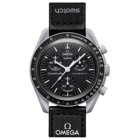 Relógio Swatch x Omega Bioceramic Moonswatch "Mission to Moon" Preto/Prata