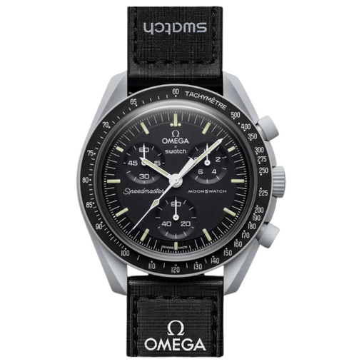 Relógio Swatch x Omega Bioceramic Moonswatch "Mission to Moon" Preto/Prata