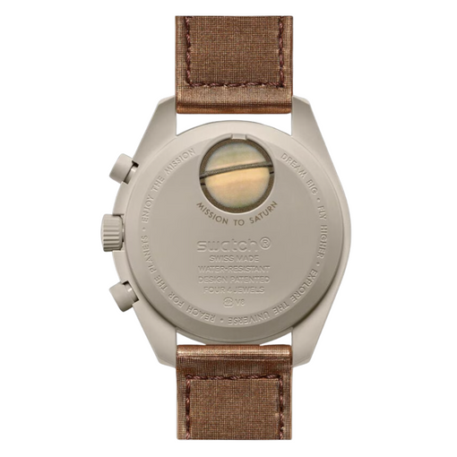 Relógio Swatch x Omega Bioceramic Moonswatch "Mission to Saturn" Marrom
