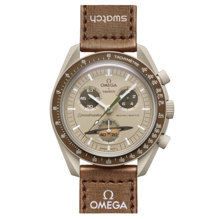 Relógio Swatch x Omega Bioceramic Moonswatch "Mission to Saturn" Marrom