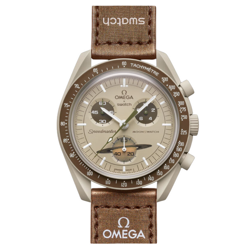 Relógio Swatch x Omega Bioceramic Moonswatch "Mission to Saturn" Marrom