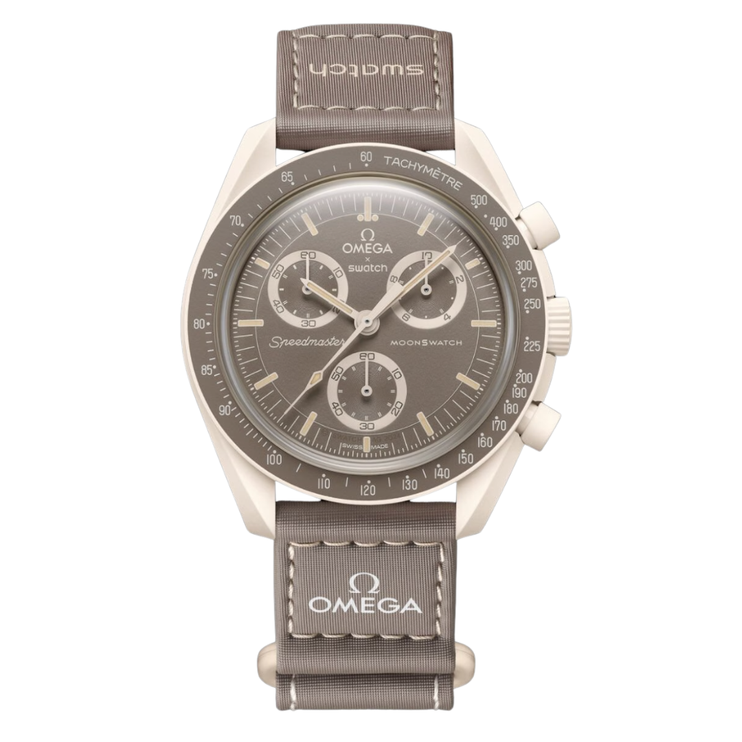 Relógio Swatch x Omega Bioceramic Moonswatch "Mission to Desert" Marrom