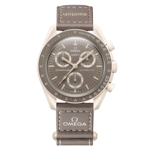 Relógio Swatch x Omega Bioceramic Moonswatch "Mission to Desert" Marrom