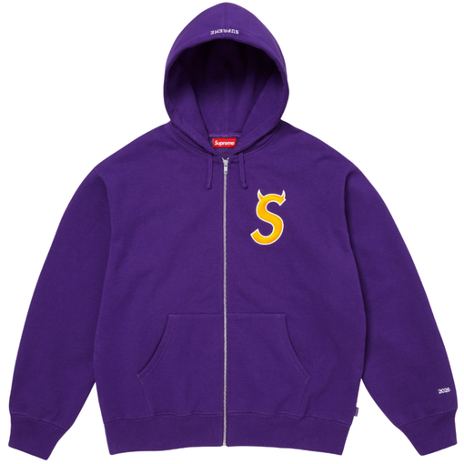 Moletom Supreme SS26 "Devil S Logo Zip Up" Roxo