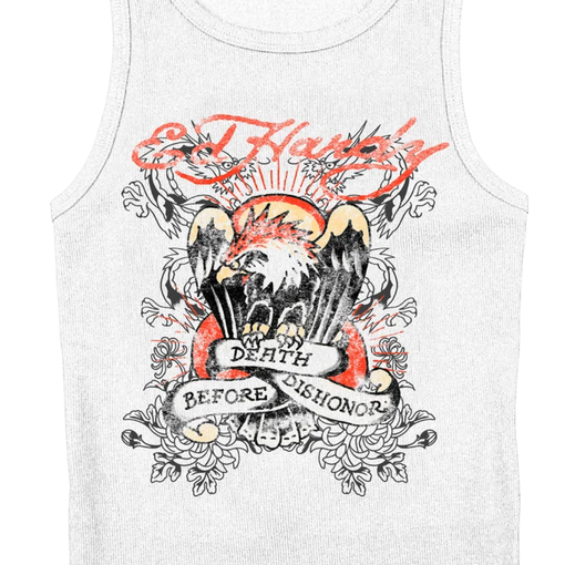 Regata Ed Hardy x Matue Death Before Dishonor Feminino "White" Branco