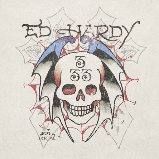 Camiseta Ed Hardy x Matue Bat Skull "Off-White" Branco