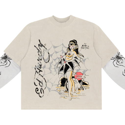 Camiseta Manga Longa Ed Hardy x Matue Tarantula Masculino "Off-White" Branco