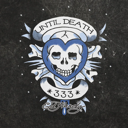 Camiseta Ed Hardy x Matue Until Death "Grey" Cinza Estonado