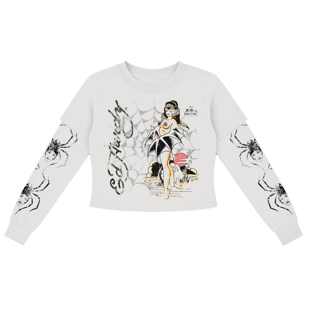 Camiseta Manga Longa Ed Hardy x Matue Tarantula Feminino "Off-White" Branco