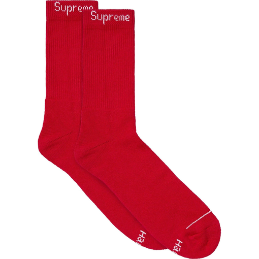 Meia Supreme x Hanes Crew "Red" Vermelho (Kit c/4 pares)