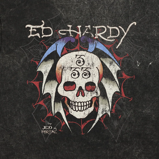 Camiseta Ed Hardy x Matue Bat Skull "Grey" Cinza Estonado