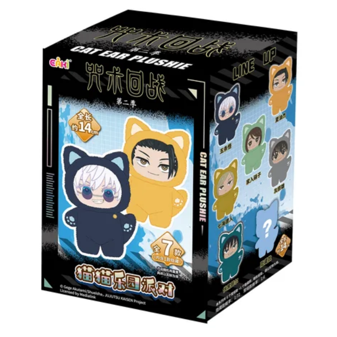 Boneco Miniso Top Toy Jujutsu Kaisen Cat Ear Plushie Series Keychains Blind Box *UNIDADE*