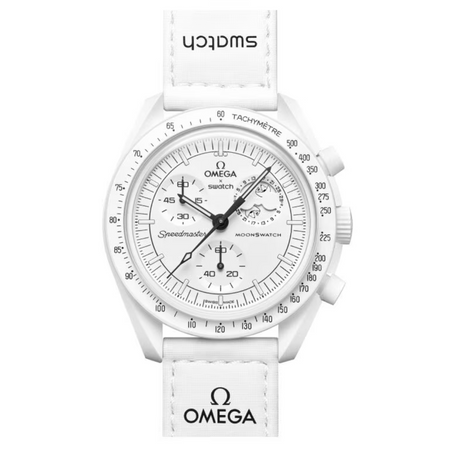 Relógio Swatch x Omega Bioceramic Moonswatch "Mission to Moonphase Snoopy" Branco