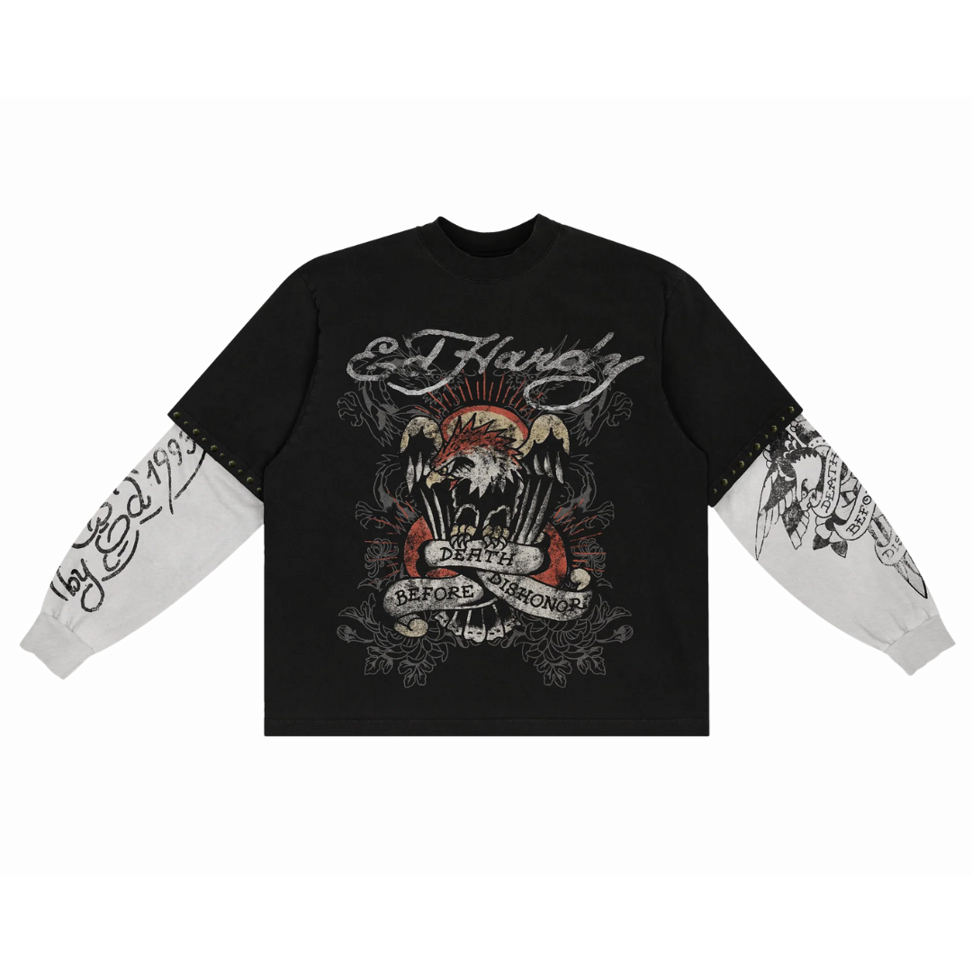 Camiseta Manga Longa Ed Hardy x Matue Death Before Dishonor "Black" Preto