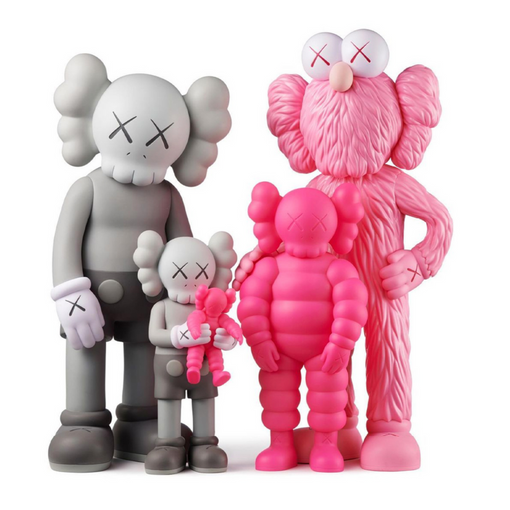 Boneco Kaws "Family Vinyl Figures" Cinza/Rosa