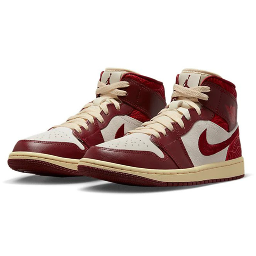 Tênis Nike Air Jordan 1 Mid SE Wmns "Tiki Leaf Team Red" Vermelho/Branco
