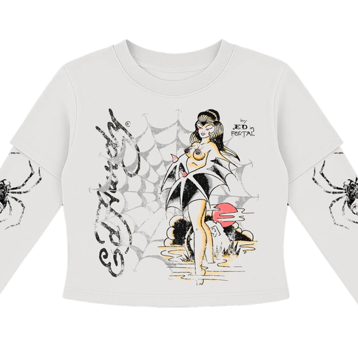 Camiseta Manga Longa Ed Hardy x Matue Tarantula Feminino "Off-White" Branco