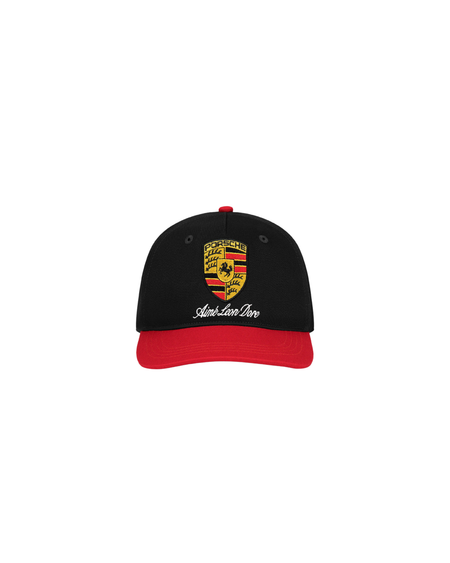 Boné Aimé Leon Dore x Porsche Colorblock Logo "Jet Black Multi" Preto/Vermelho