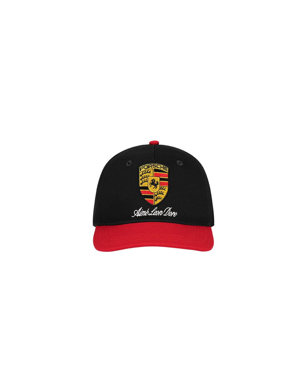 Boné Aimé Leon Dore x Porsche Colorblock Logo "Jet Black Multi" Preto/Vermelho